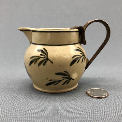 Vintage Small Copper & Brass Creamer Pitcher w Lid Hammered No. 3 Riveted 5